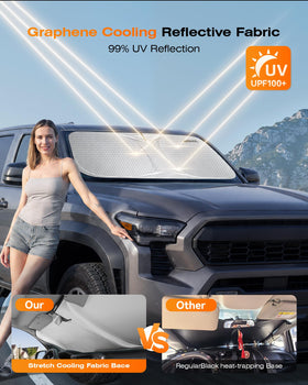 AUTOWOEL installed in a Toyota Tacoma demonstrating fit and interior heat reduction