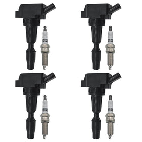 Autowxjq front packaging showing four pre-gapped iridium spark plugs, quick installation benefit
