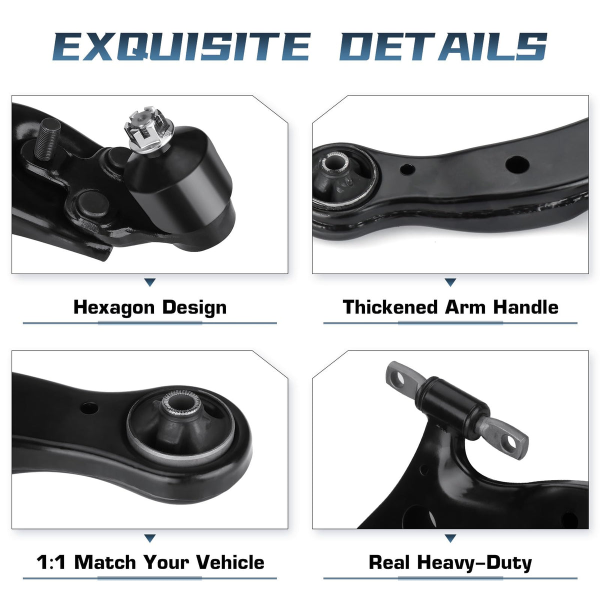Autsurles control arm installed on vehicle suspension demonstrating correct fit and restored geometry
