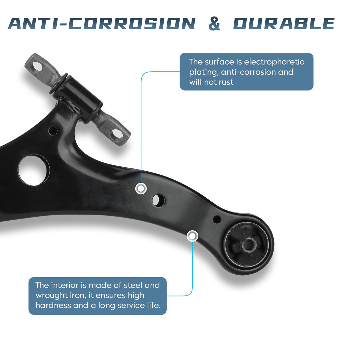 Autsurles left and right control arms displayed side by side for complete two-piece kit assurance