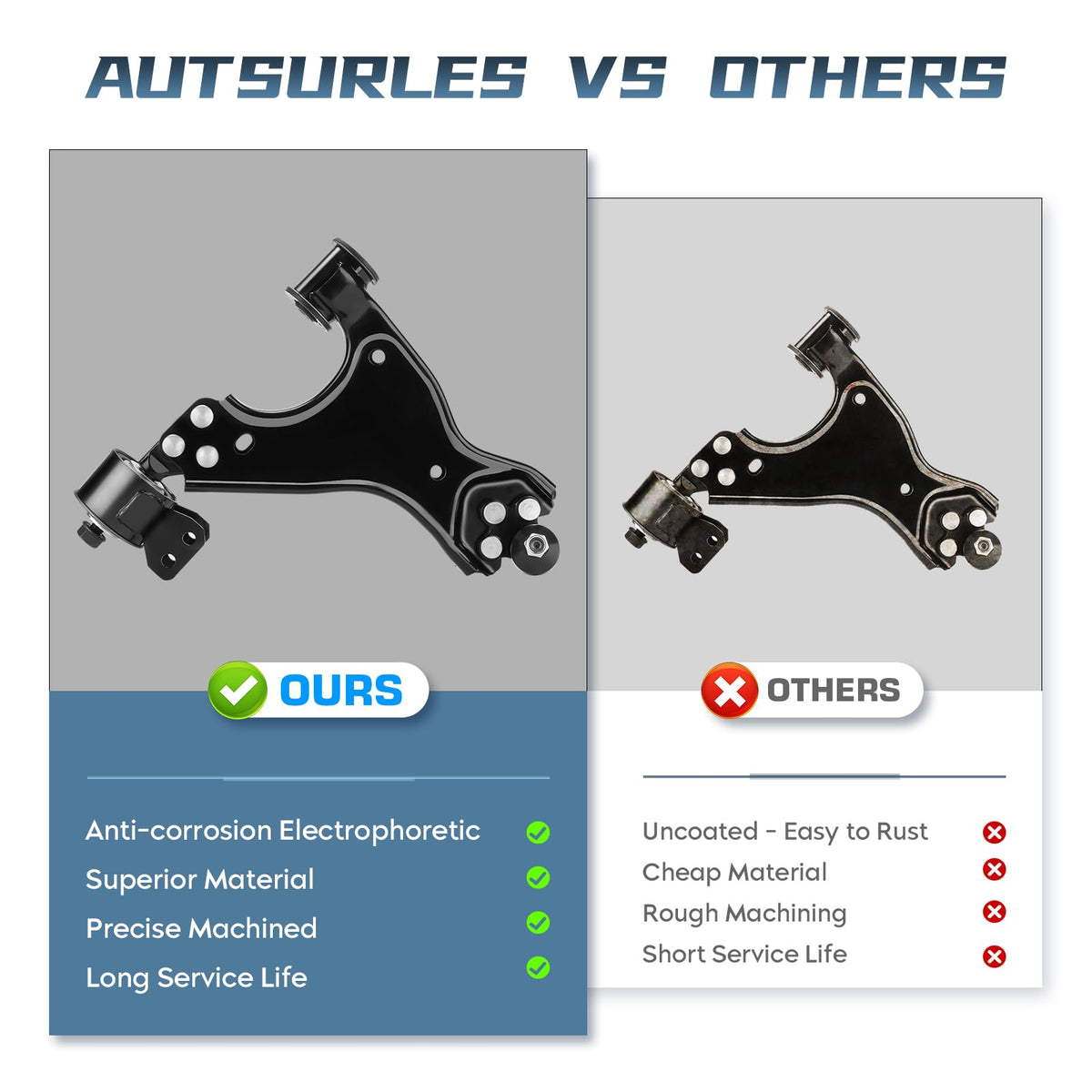 Autsurles sway bar end link pair detail showing restored anti-roll performance