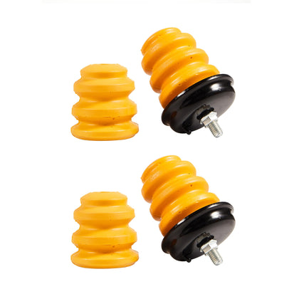 Autycle front and rear bump stops kit front view showing parts and label benefit: accurate fit