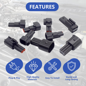 Auxazalux plug mounted on Ford harness demonstrating quick no-solder installation