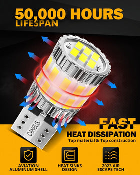 Auxbeam bulb lighting car interior dome to show brighter, whiter cabin light benefit