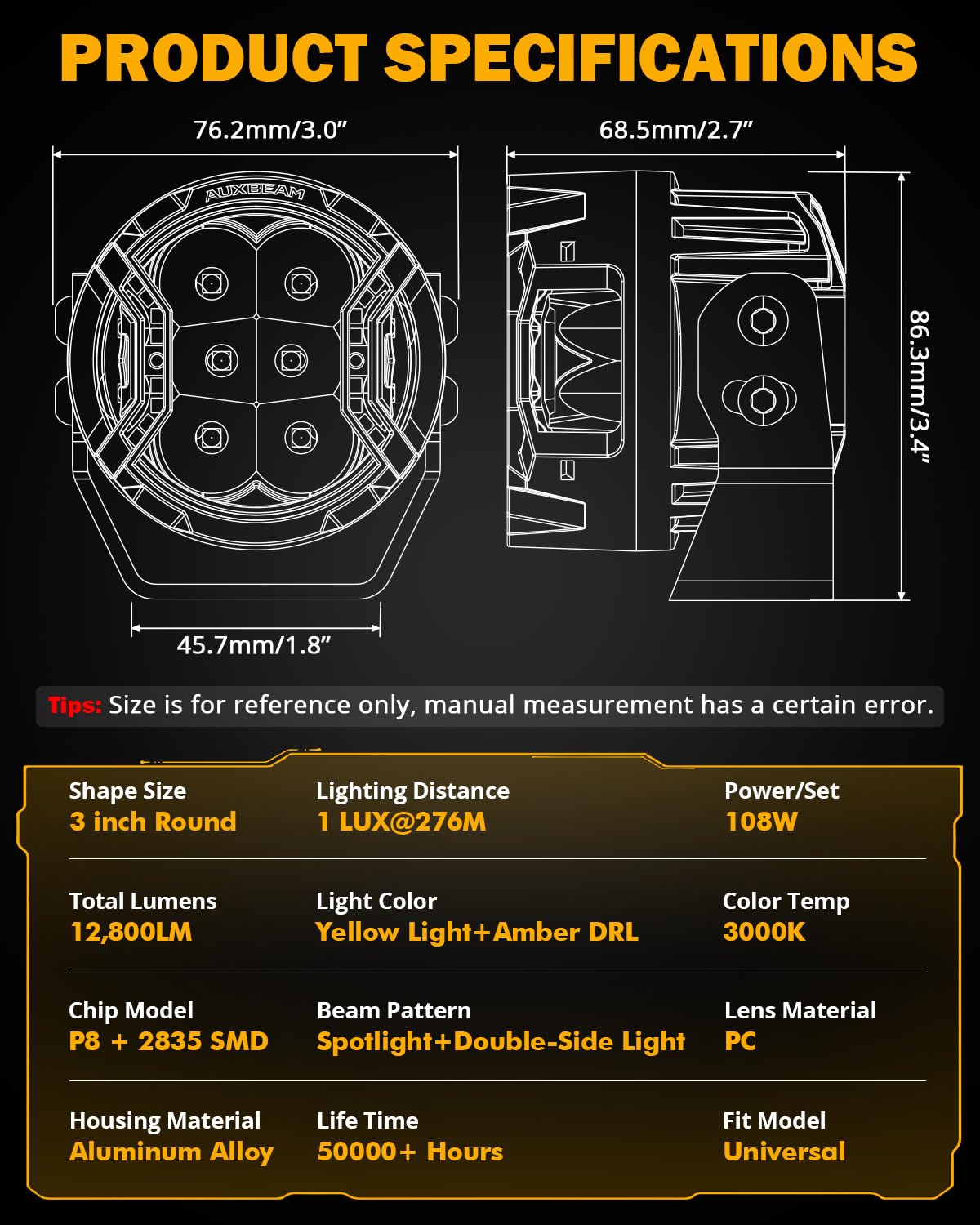Auxbeam pods installed on Jeep showing improved night visibility while off-roading