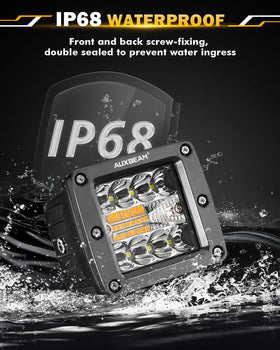Auxbeam pod angled beam pattern showing combined spot and flood coverage for distance
