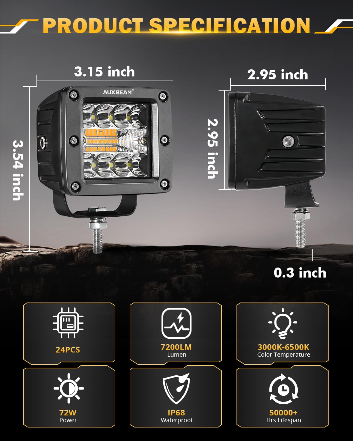Auxbeam wiring harness and remote included with kit for easy mode switching and install