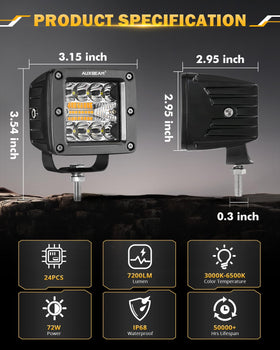 Auxbeam wiring harness and remote included with kit for easy mode switching and install