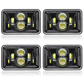 Auxbeam front view of 4x6 headlight showing clear beam and improved visibility