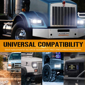 Auxbeam retail package with four headlamps included for complete retrofit
