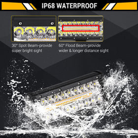 Auxbeam 7-inch packaging and accessories showing brackets and plug-and-play parts