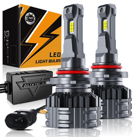 Auxbeam 9005 front view showing bright lens and compact housing for better visibility