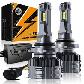 Auxbeam 9006 front view showing compact housing and strong output benefit