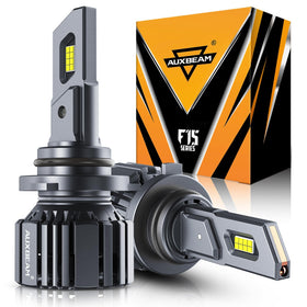 Auxbeam 9006 HB4 front view showing compact design and brighter lighting benefit