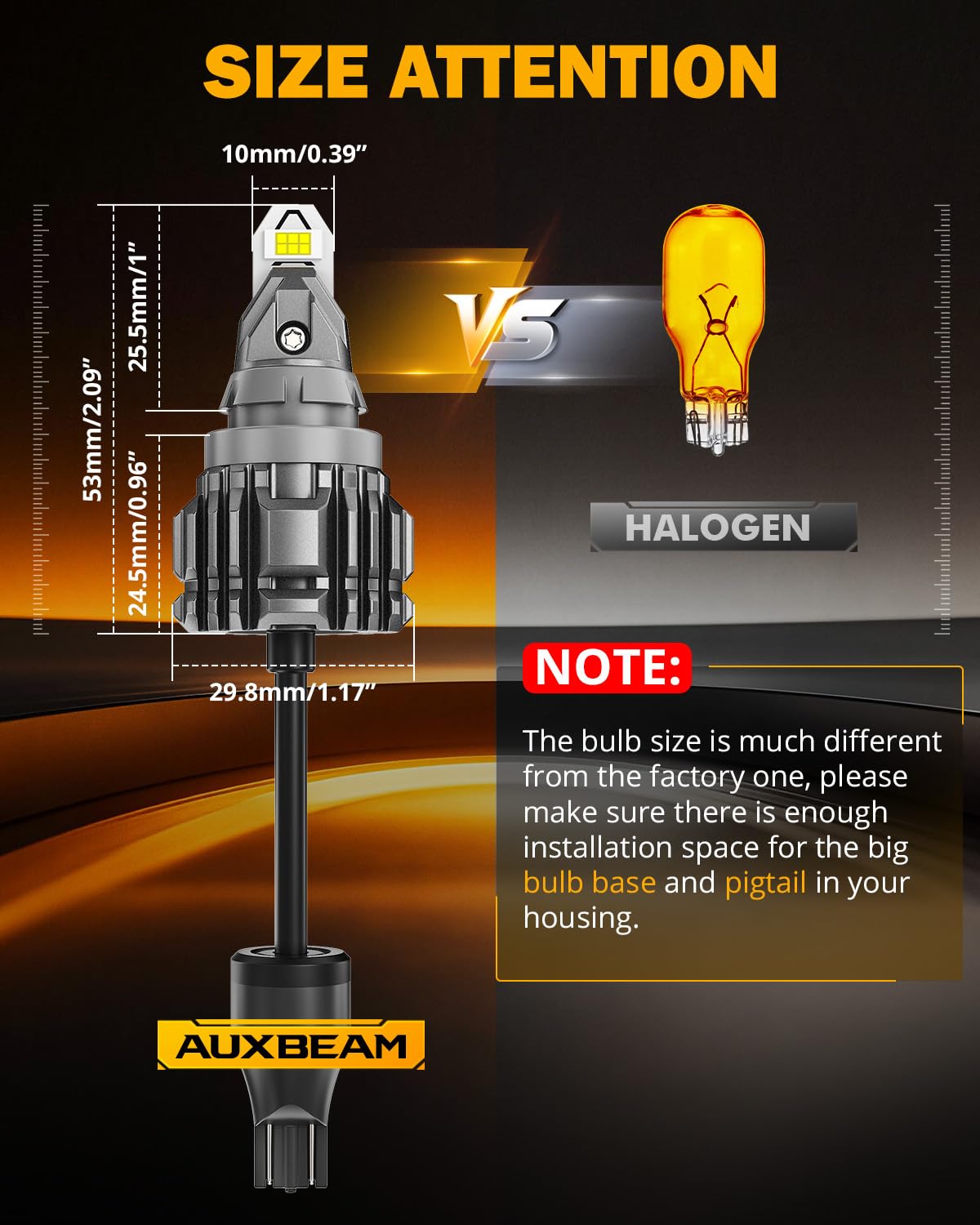 Auxbeam close-up of LED chips demonstrating bright, efficient light