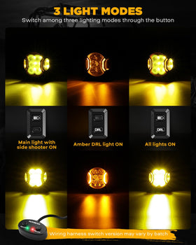Auxbeam amber DRL illuminated on vehicle showing increased daytime visibility benefit