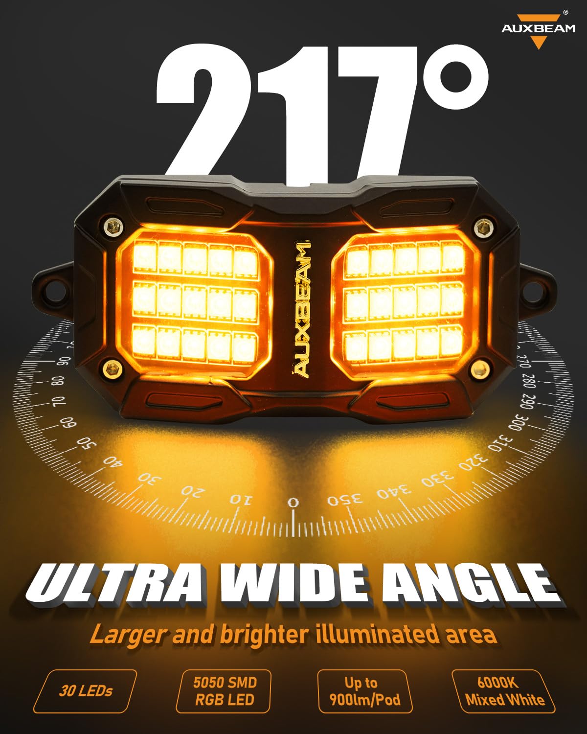 Auxbeam smartphone app and RF remote offering easy control