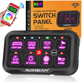 Auxbeam AR-800 front panel showing RGB buttons and clear labeling for quick identification