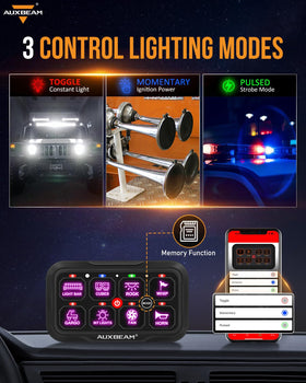 Auxbeam AR-800 label options showing icons and stickers for clear accessory identification