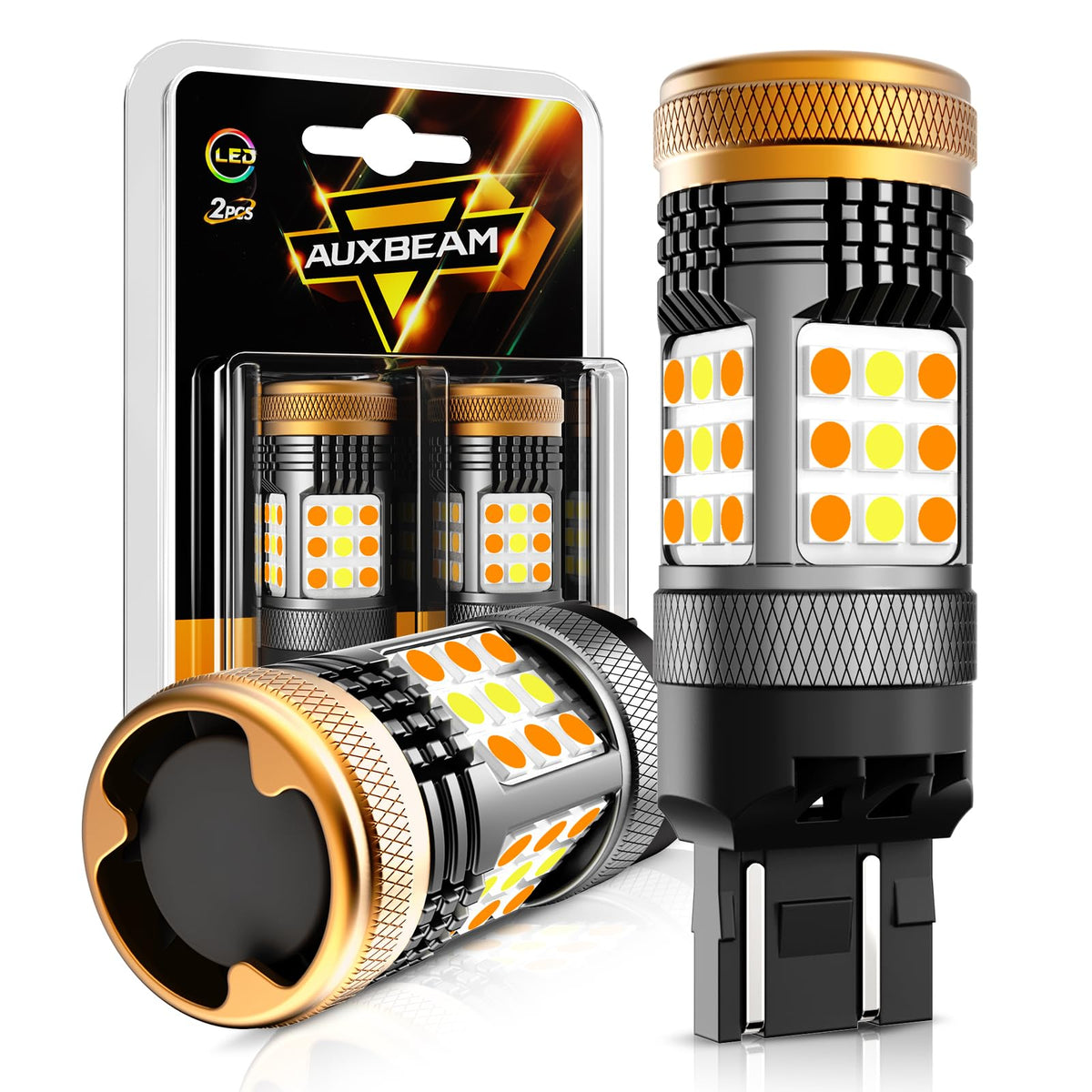 Auxbeam B21 front packaging showing bulbs and benefits
