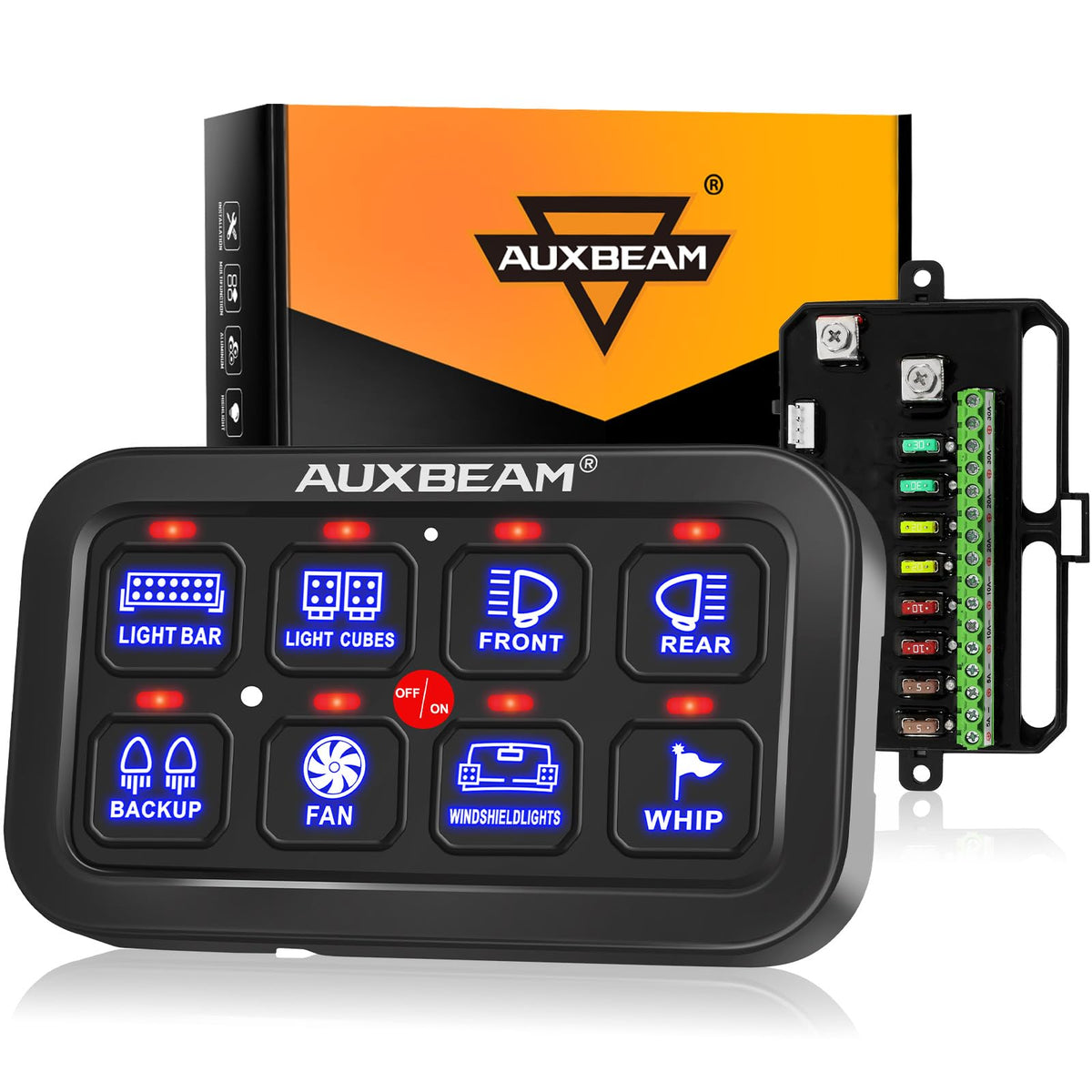 Auxbeam BA80 front panel view showing switches and organized controls for easy operation