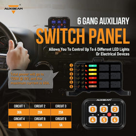 Auxbeam BC60 close-up of switch texture showing tactile rocker and backlight