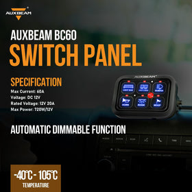 Auxbeam BC60 installed on a boat helm illustrating weather-ready accessory control