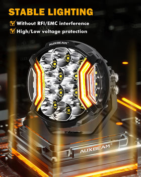 Auxbeam with black cover demonstrating compliant styling and protection