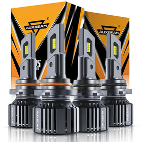 Auxbeam F15 front packaging showing bulbs and benefits for quick identification