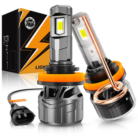 Auxbeam F18 front view showing compact high-output LED assembly and plug