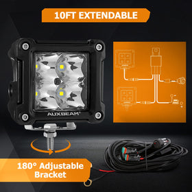 Auxbeam FA Series beside ruler showing compact 3-inch size and space-saving benefit