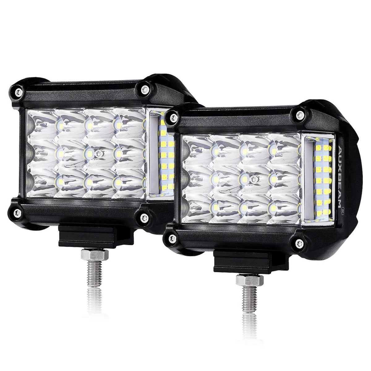 Auxbeam front view of 4-inch pod showing compact design and bright beam
