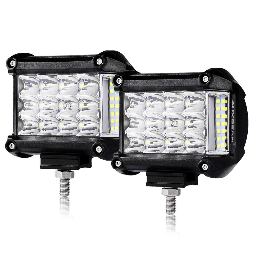 Auxbeam front view of 4-inch pod showing compact design and bright beam