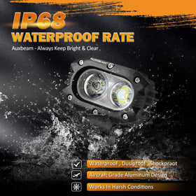 Auxbeam mounted on SUV offroad improving wide-area visibility and safety
