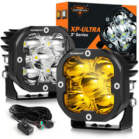 Auxbeam pod front view showing lens and compact design, improves focused illumination