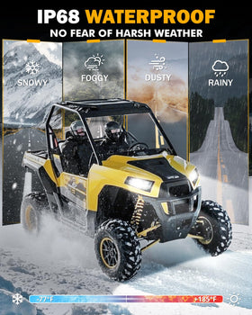 Auxbeam Q26 mounted on offroad vehicle at night improving nighttime visibility