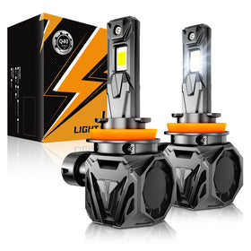 Auxbeam Q40 front view showing compact design and bright beam benefit