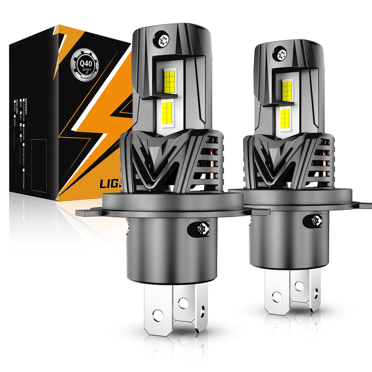 Auxbeam Q40 front view showing focused beam and rugged housing for brighter nights