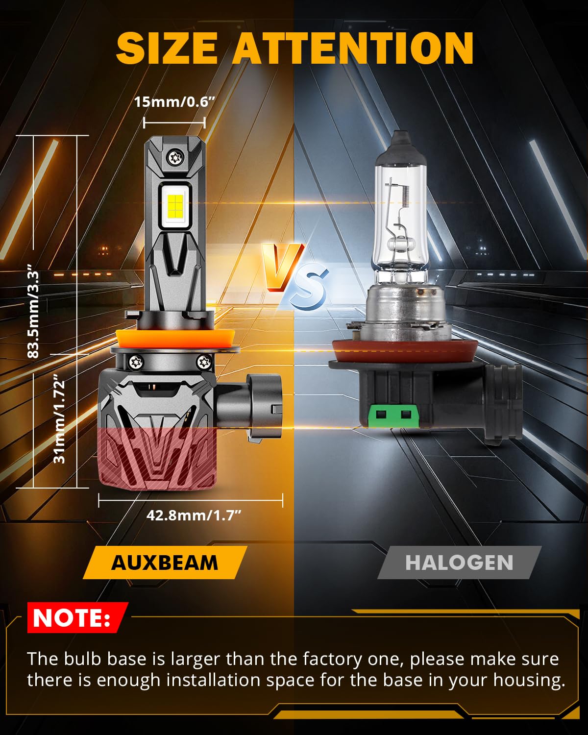 Auxbeam Q40 heat sink detail highlighting cooling for extended lifespan