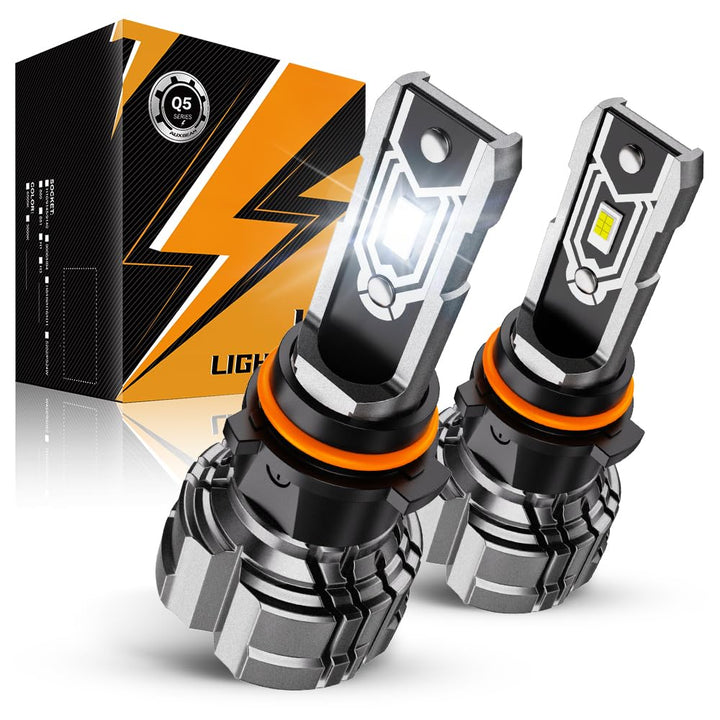 Auxbeam Q5 front view showing focused beam and improved road visibility
