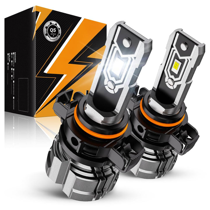 Auxbeam Q5 front view showing fog light face and focused beam benefit
