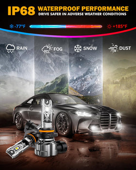 Auxbeam Q5 in night drive scene lighting wet road for clearer nighttime and fog visibility