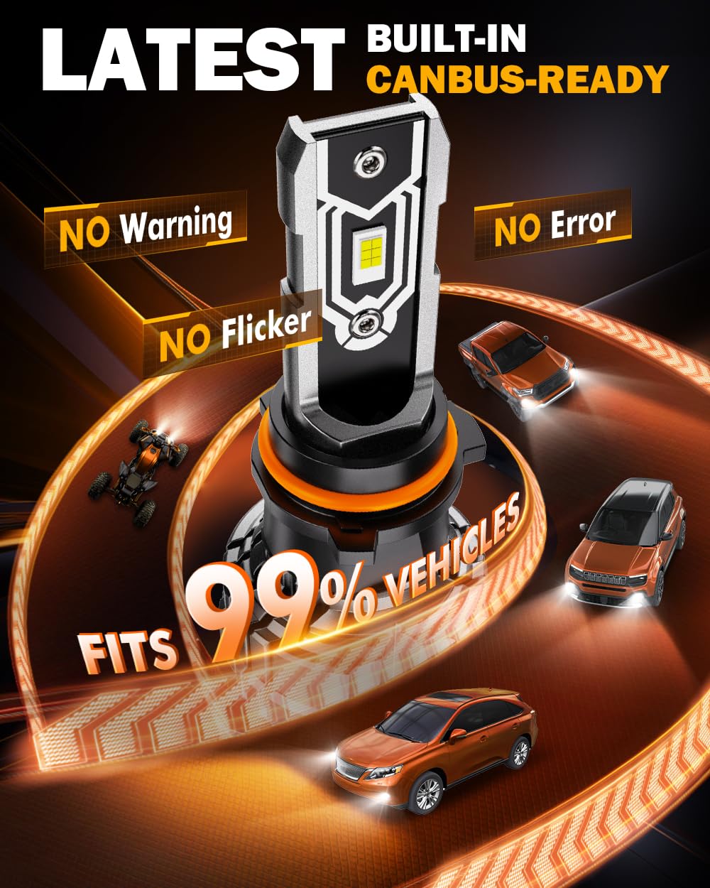 Auxbeam Q5 next to ruler showing compact PSX26W size and easy swap-in