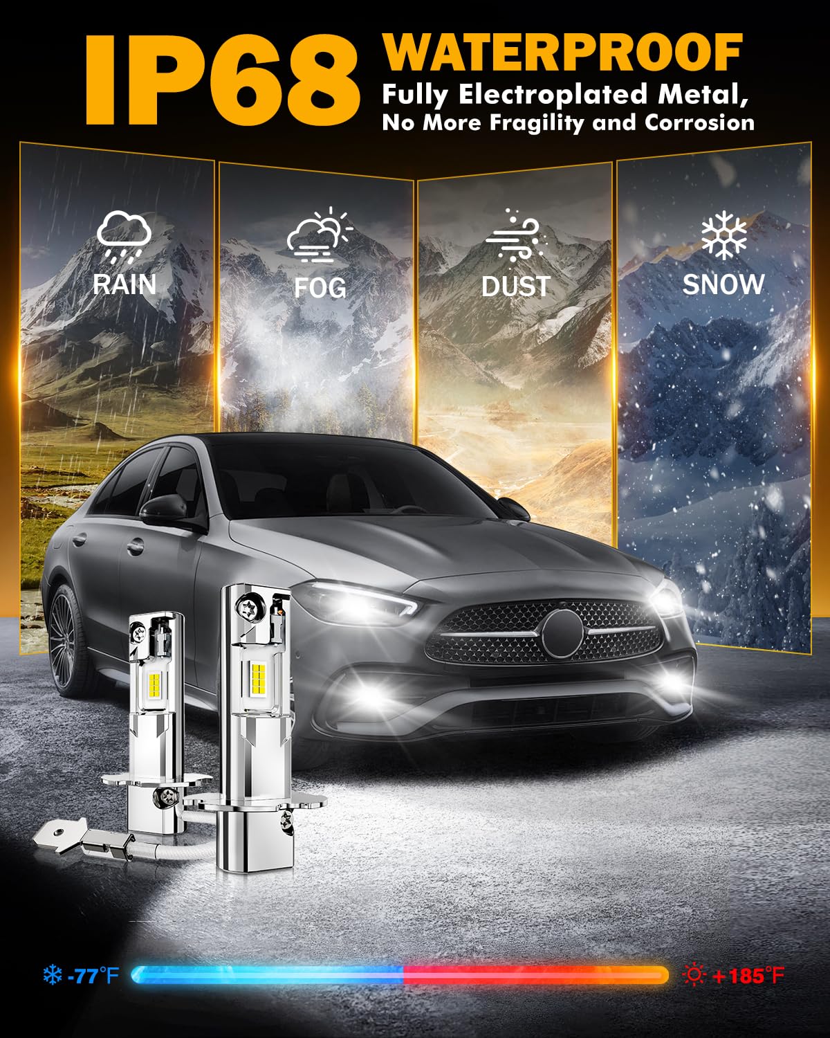 Auxbeam Q6 retail packaging and label showing product identification benefit