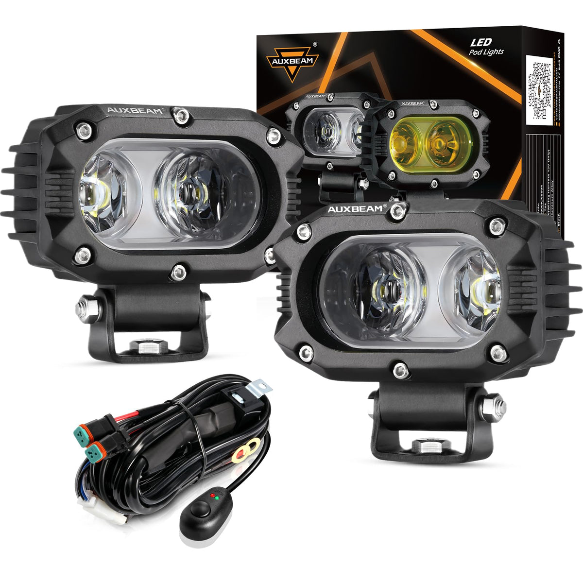 Auxbeam R4 front view showing compact housing and wide beam benefit
