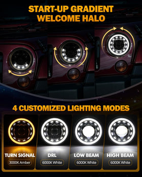 Auxbeam startup halo illuminating with gradient welcome effect for premium appearance benefit