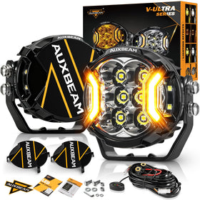 Auxbeam front view of 3-inch pod light showing compact durable housing and bright output