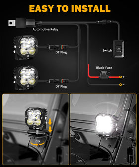 Auxbeam wiring harness and accessories kit for fast plug-and-play installation