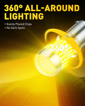 AUXITO 1156 amber bulb side profile highlighting compact design and easy fitment