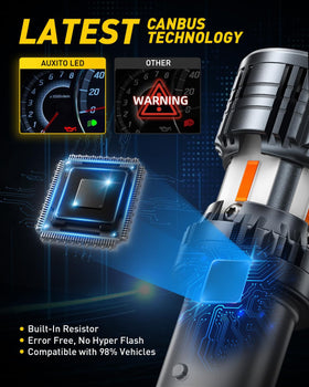 AUXITO 1156 amber bulb side profile highlighting compact aluminum body and improved heat dissipation